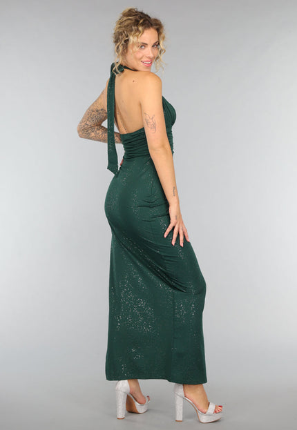 OP=OP.38.NL Donkergroene Glitter Galajurk met Split