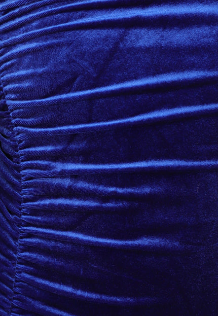 OP=OP.AV.12 Navy One Shoulder Velours Midi Jurk