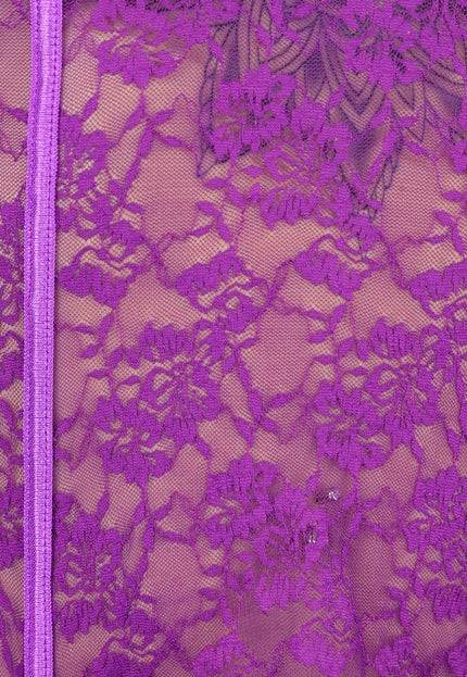 NEW2108 Paarse Kanten Ruffle Lingerie Set met Kousen