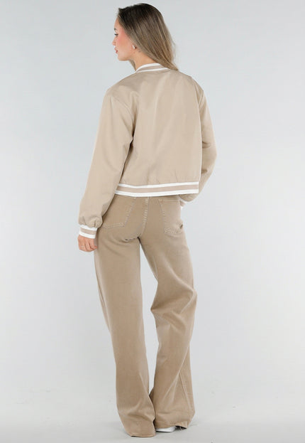NEW211026 Beige Bomberjack met Goudkleurige Details