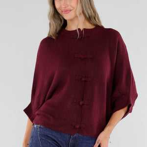 NEW211026 Bordeaux Vest met Sierknopen
