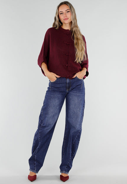 NEW211026 Bordeaux Vest met Sierknopen