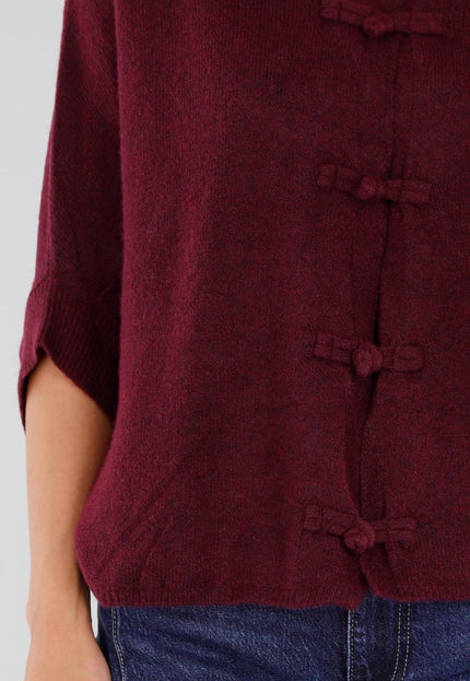 NEW211026 Bordeaux Vest met Sierknopen