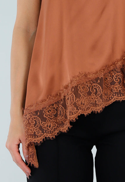 NEW211026 Bruine Halter Top met Asymmetrische Zoom