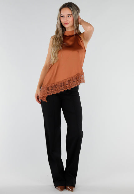 NEW211026 Bruine Halter Top met Asymmetrische Zoom
