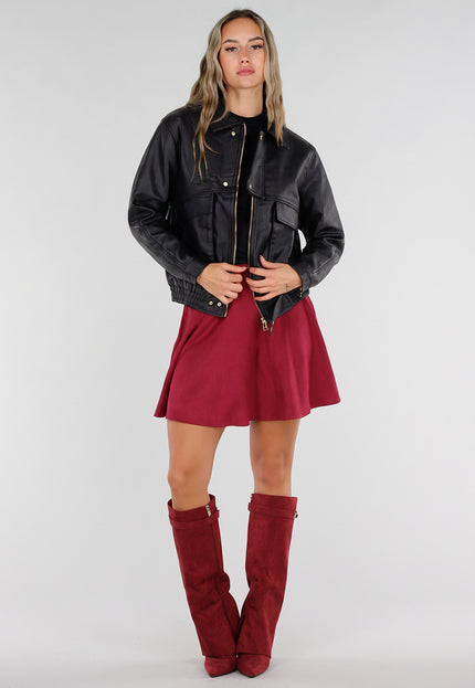 NEW211026 Zwart Lederlook Jack met Gouden Knopen