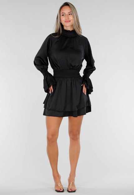 NEW211026 Zwarte Mini Jurk met Smock Taille