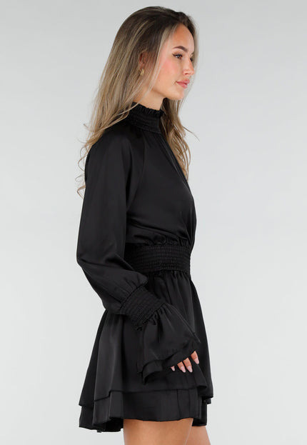 NEW211026 Zwarte Mini Jurk met Smock Taille