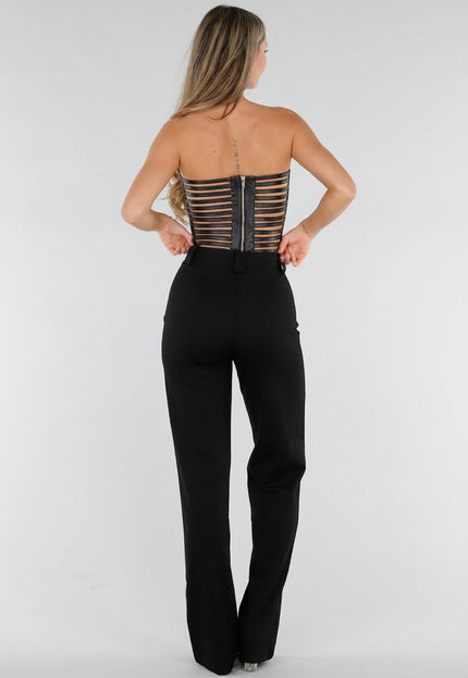 NEW211026 Zwarte Strapless Korsettop met Studs