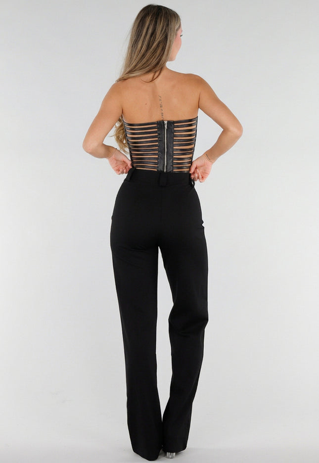 NEW211026 Zwarte Strapless Korsettop met Studs