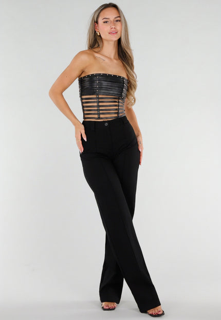 NEW211026 Zwarte Strapless Korsettop met Studs