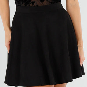 NEW211026 Zwarte Suedelook Rok met Hoge Taille en A-Lijn