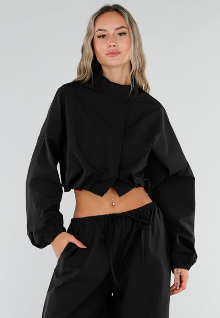 NEW211026 Zwarte Two Piece Set met Wijde Parachute Broek