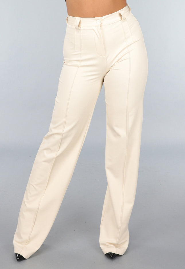 NEW220125 Beige Tall Stretch Pantalon met Straight Leg