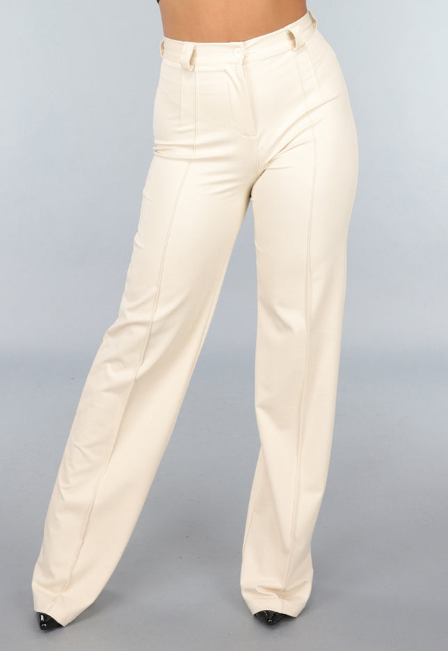 NEW220125 Beige Tall Stretch Pantalon met Straight Leg