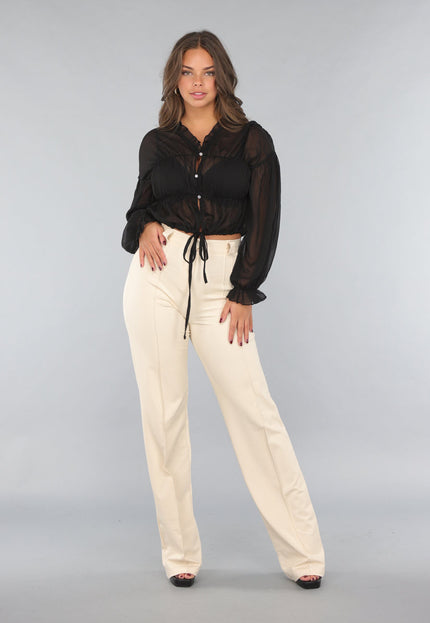 NEW220125 Beige Tall Stretch Pantalon met Straight Leg