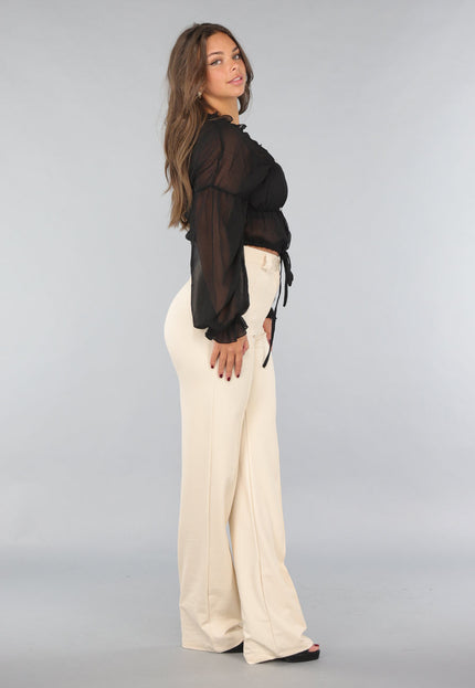 NEW220125 Beige Tall Stretch Pantalon met Straight Leg