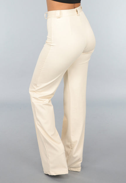 NEW220125 Beige Tall Stretch Pantalon met Straight Leg