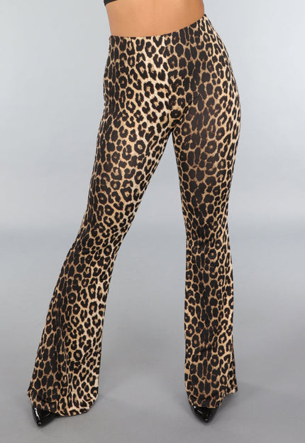 NEW220125 High Waist Tall Luipaard Flared Legging