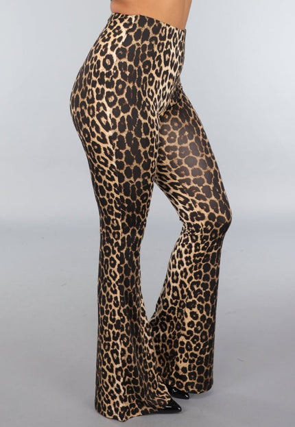 NEW220125 High Waist Tall Luipaard Flared Legging