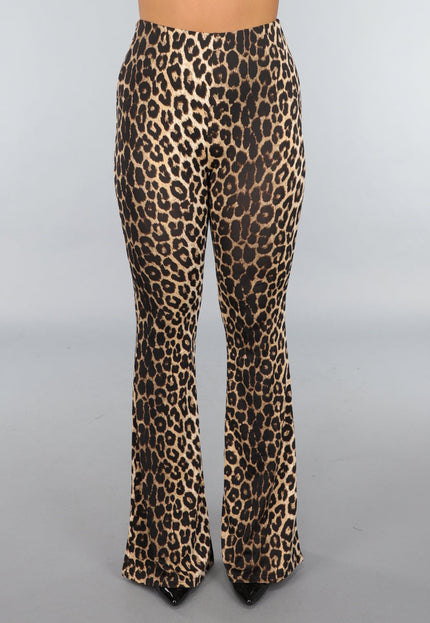 NEW220125 High Waist Tall Luipaard Flared Legging
