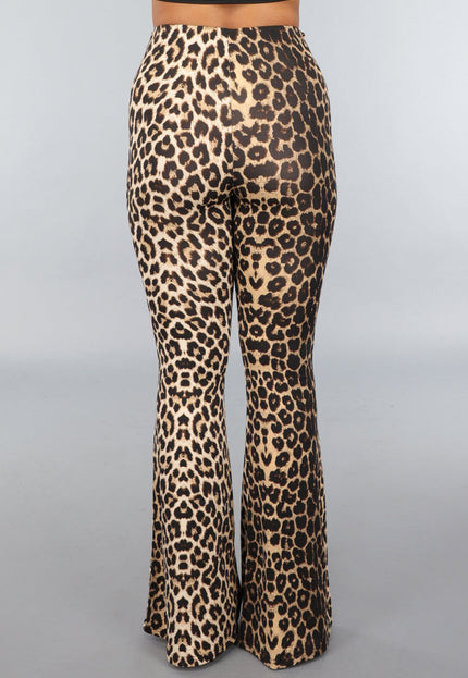 NEW220125 High Waist Tall Luipaard Flared Legging