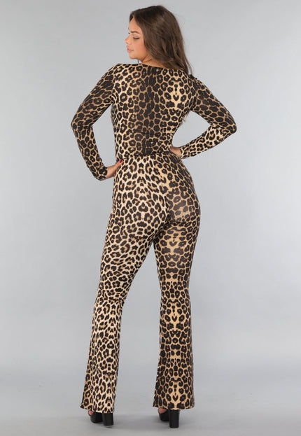 NEW220125 High Waist Tall Luipaard Flared Legging