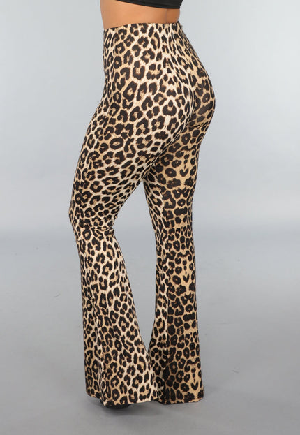 NEW220125 High Waist Tall Luipaard Flared Legging
