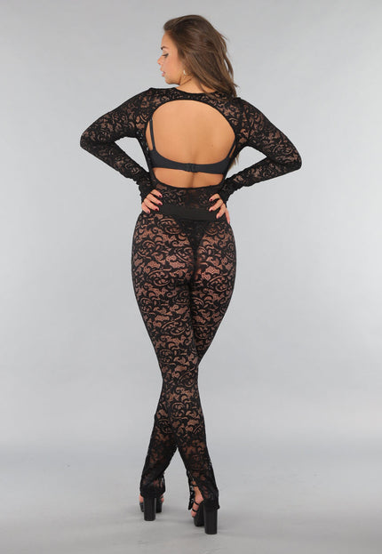 NEW220125 Kanten Two Piece met Bodysuit en Split Legging