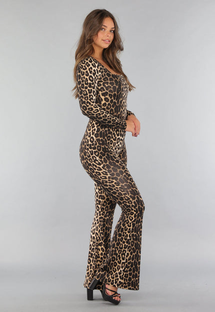 NEW220125 Luipaardprint Bodysuit met Vierkante Hals