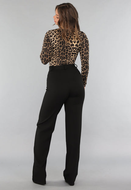 NEW220125 Luipaardprint Bodysuit met Vierkante Hals