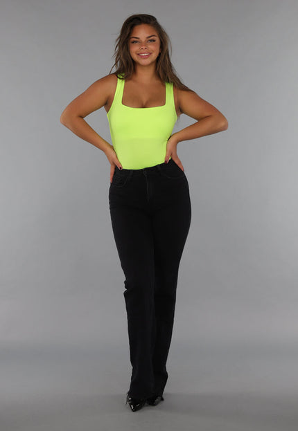 NEW220125 Noen Gele Vierkante Hals Bodysuit