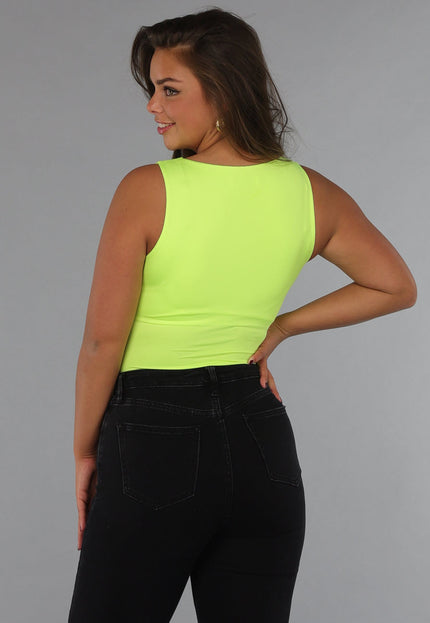 NEW220125 Noen Gele Vierkante Hals Bodysuit