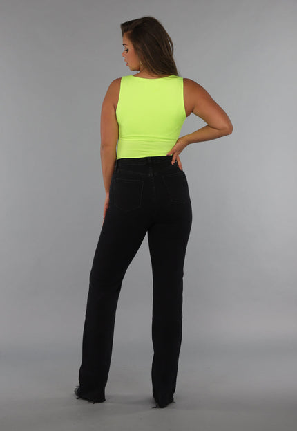 NEW220125 Noen Gele Vierkante Hals Bodysuit