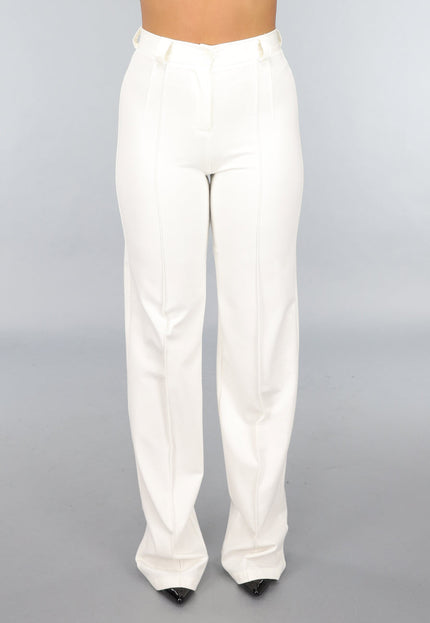 NEW220125 Rechte Cremekleurige Pantalon met Stretch in Tall Model