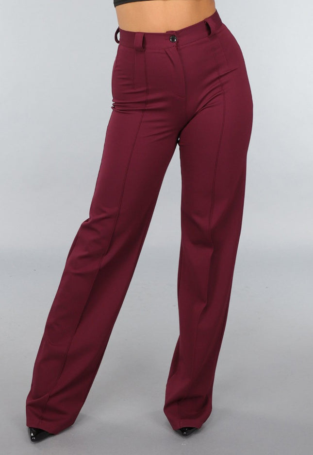 Rechte Tall Stretch Pantalon in Burgundy