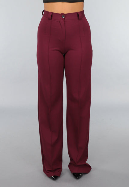 Rechte Tall Stretch Pantalon in Burgundy