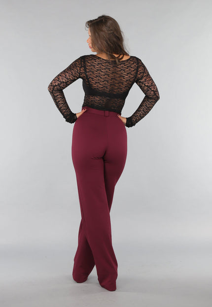 Rechte Tall Stretch Pantalon in Burgundy