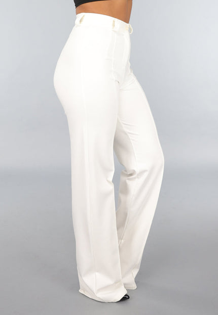 NEW220125 Rechte Cremekleurige Pantalon met Stretch in Tall Model