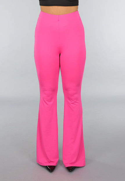 NEW220125 Tall Fuchsia Elastische Legging Broek met Wijde Pijpen