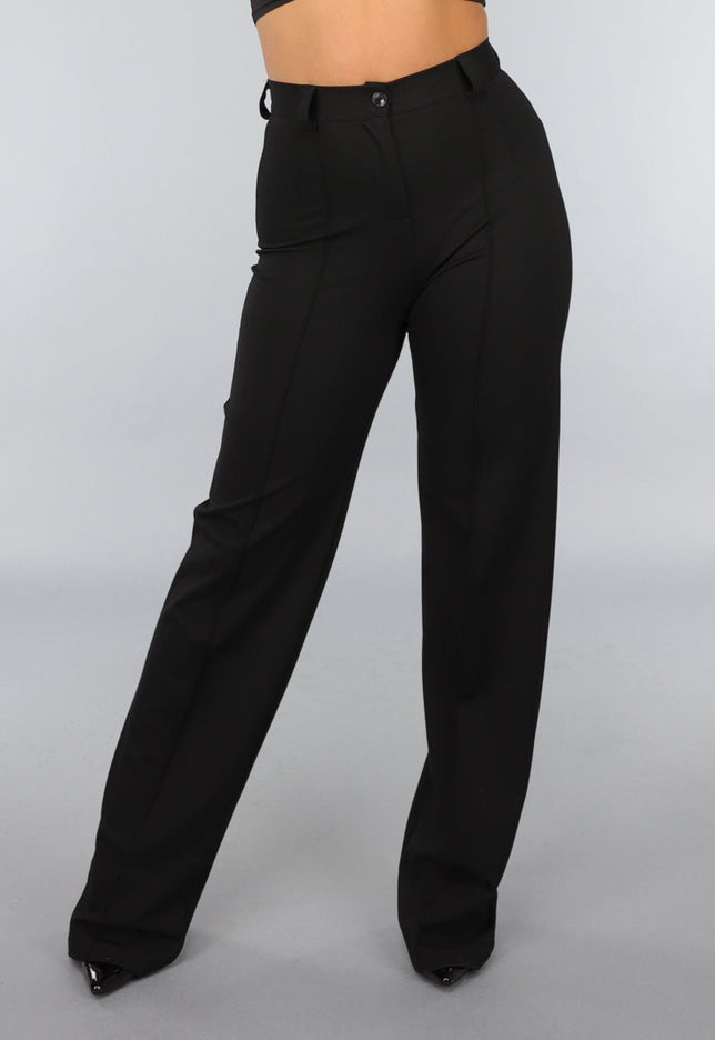 Tall Zwarte Straight Leg Pantalon met Stretch