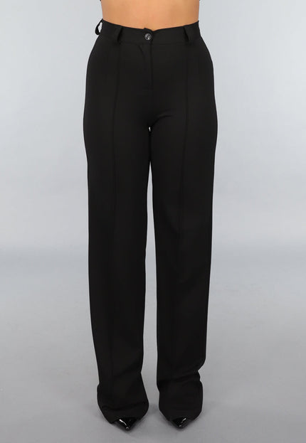 Tall Zwarte Straight Leg Pantalon met Stretch