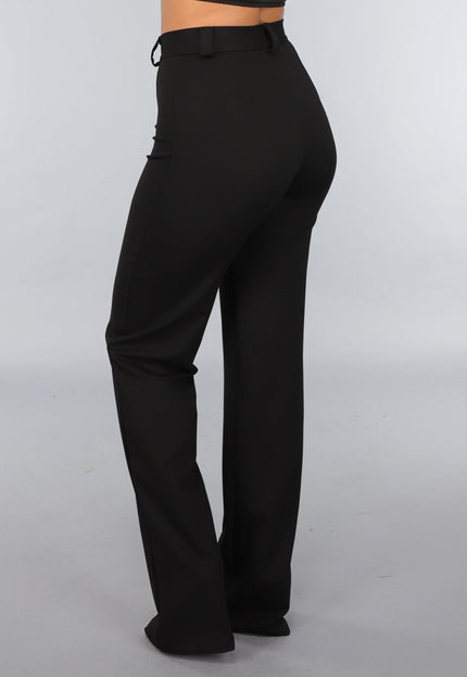 Tall Zwarte Straight Leg Pantalon met Stretch