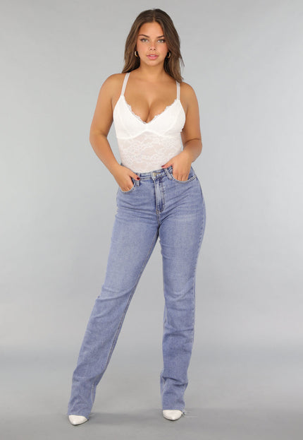 OP=OP.35.NL Witte Kanten Bodysuit met Compressie