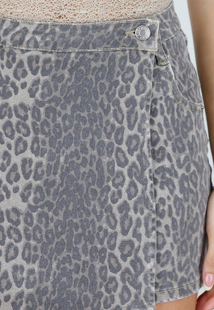 OP=OP.22.NL Beige Denim Luipaard Print Skort