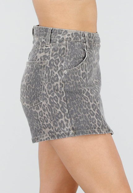 OP=OP.22.NL Beige Denim Luipaard Print Skort