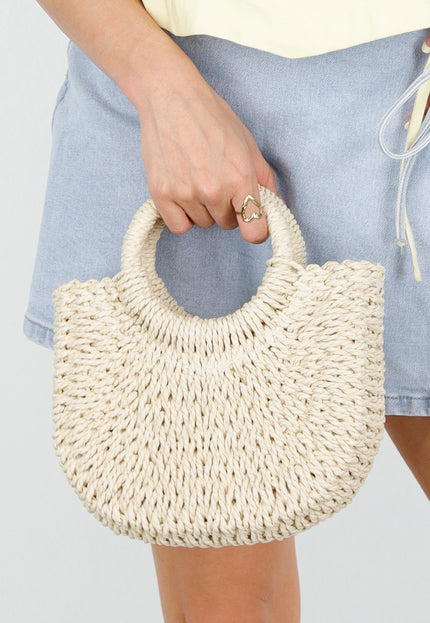 NEW220426 Beige Raffia Handtas