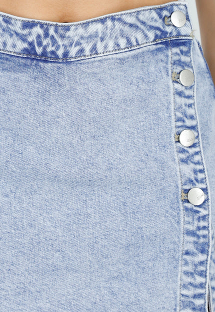 NEW220426 Blauwe Denim Skort met Knopen