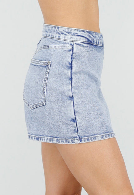 NEW220426 Blauwe Denim Skort met Knopen