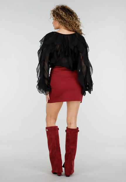 NEW220426 Bordeaux Rode Mini Rok